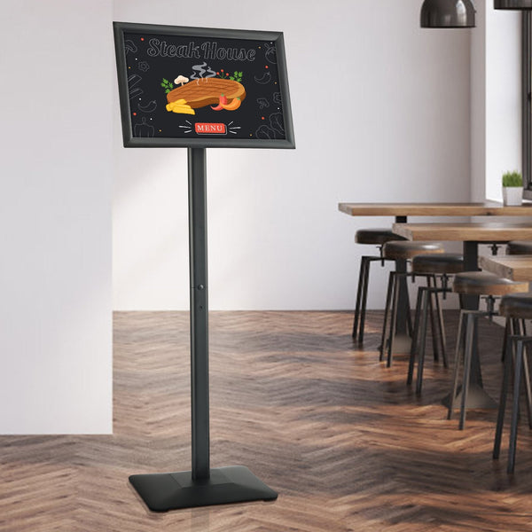 Pedestal Sign Holder Adjustable Poster Stand 11 X 17 Inch Metal Base Restaurant Signs