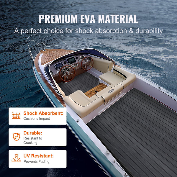 Boat Flooring Eva Foam Decking 94.5" X 23.6" Non Slip Self Adhesive 15.5 Sq.Ft Marine Carpet For Boats Yacht Pontoon Kayak Boat Engines