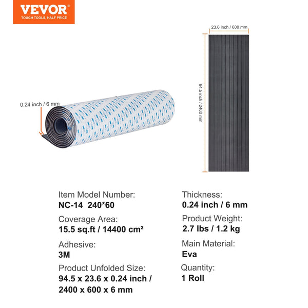 Boat Flooring Eva Foam Decking 94.5" X 23.6" Non Slip Self Adhesive 15.5 Sq.Ft Marine Carpet For Boats Yacht Pontoon Kayak Boat Engines