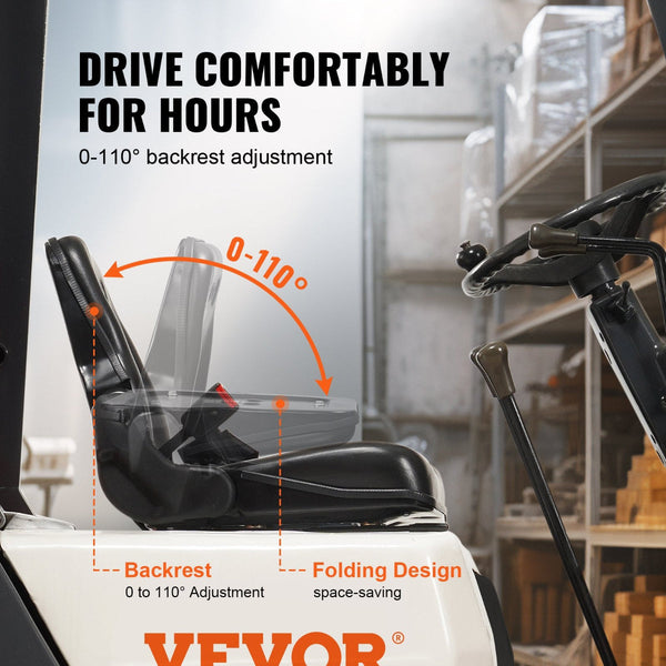 Universal Forklift Seat Fold Down Tractor With Adjustable Angle Back Micro Switch And Retractable Seatbelt 16 34 Cm Slot Loader Excavator Other Car In