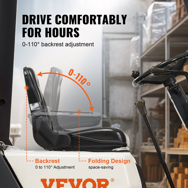 Universal Forklift Seat Fold Down Tractor With Adjustable Angle Back And Micro Switch 16 34 Cm Extended Slot Comfortable Loader Excavator Other Car In