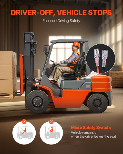 Universal Forklift Seat Tractor Suspension With Adjustable Back Armrest Headrest And Safety Belt Secure Fold Down Micro Switch Lawnmower Skid Loader B