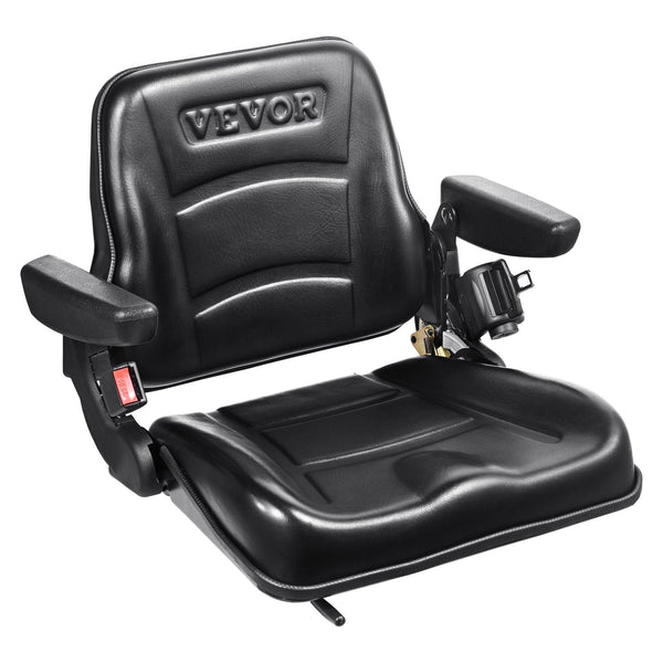 Vevor Universal Forklift Seat Fold Down Tractor With Adjustable Angle Back Micro Switch Seatbelt And Armrests 16 34 Cm Slot Loader Excavator Other Mat