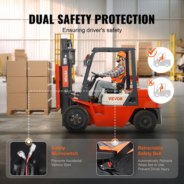 Vevor Universal Forklift Seat Fold Down Tractor With Adjustable Angle Back Micro Switch Seatbelt And Armrests 16 34 Cm Slot Loader Excavator Other Mat