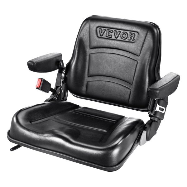 Vevor Universal Forklift Seat Fold Down Tractor With Adjustable Angle Back Micro Switch Seatbelt And Armrests 16 34 Cm Slot Loader Excavator Other Mat