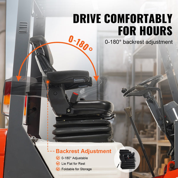 Universal Forklift Seat Adjustable Tractor With Seatbelt Armrests Other Auto Tools & Supplies