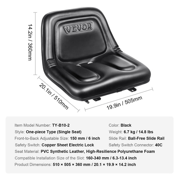 Vevor Universal Tracor Seat Lawn Mower With Micro Switch And Drainage Holes 16 34 Cm Extended Slot Tractor For Loader Excavator Lawn Mower Parts