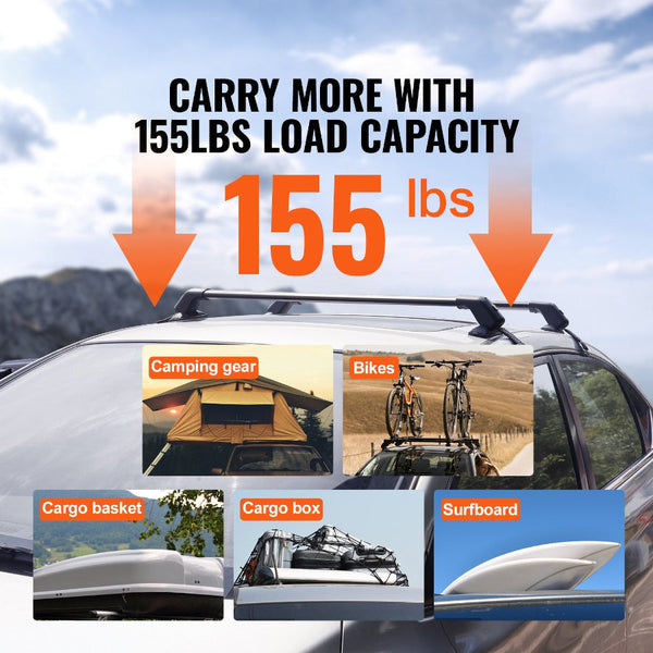 Vevor Universal Roof Rack Crossbar For Naked Vehicle Aluminum With Lock Roof Racks