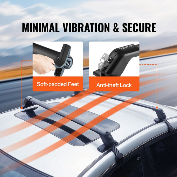 Vevor Universal Roof Rack Crossbar For Naked Vehicle Aluminum With Lock Roof Racks