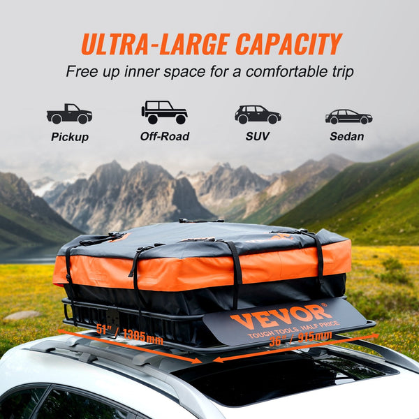Vevor Roof Rack Cargo Basket 200 Lbs 51"X36"X5" For Suv Truck With Luggage Bag Roof Racks