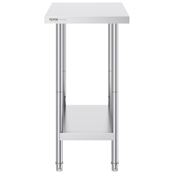 Stainless Steel Prep Table 24 X 18 34 Inch Heavy Duty Metal Worktable With Adjustable Height Levels Commercial Workstation For Kitchen Garage Restaura