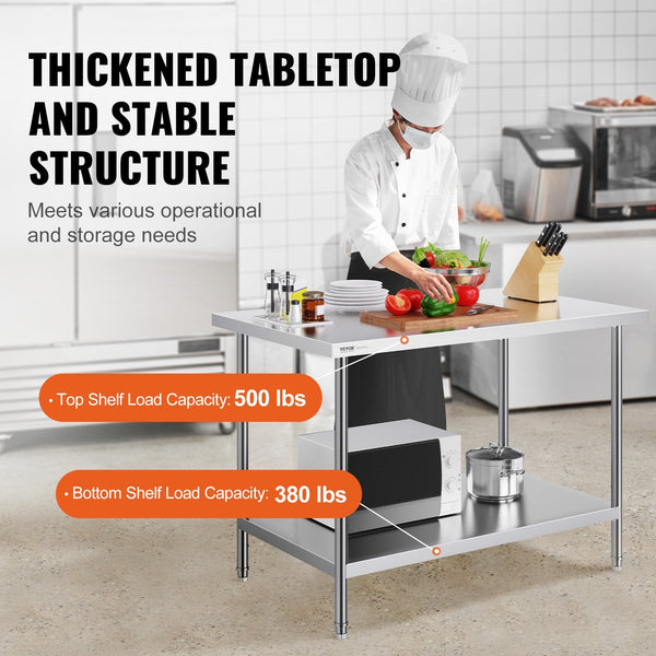 Stainless Steel Prep Table Heavy Duty Commercial Kitchen Worktable 30 X 48 34 Inch Other Tools & Workshop Equipment