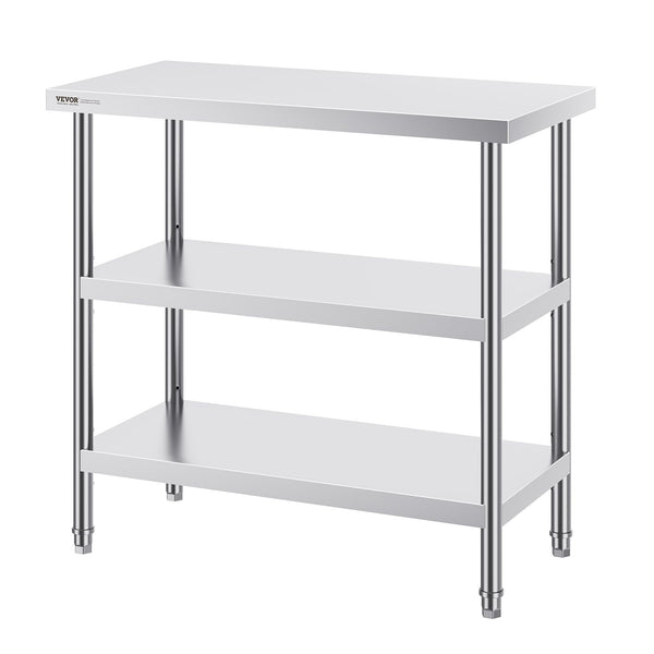 Stainless Steel Food Prep Table 18 X 36 34 Inch Commercial Kitchen Worktable With 2 Adjustable Undershelf Heavy Duty Metal For Bbq Home And Garage Tab