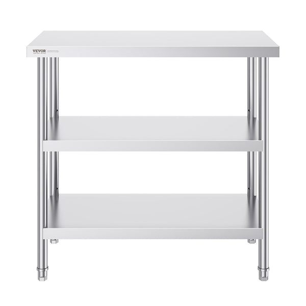 Stainless Steel Food Prep Table 18 X 36 34 Inch Commercial Kitchen Worktable With 2 Adjustable Undershelf Heavy Duty Metal For Bbq Home And Garage Tab