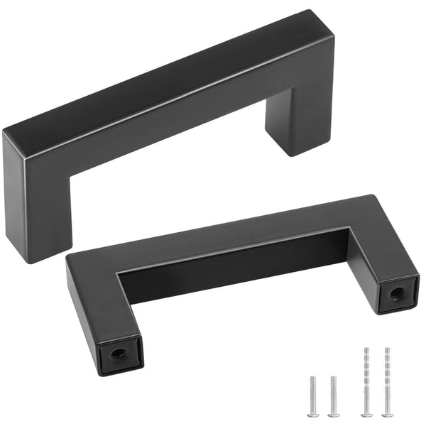 Vevor 10 Pack 3In / 76Mm Center To Slim Square Kitchen Drawer Stainless Steel Modern Cupboard Door Handles For Bathroom Bar Hardware Matte Black Cabin