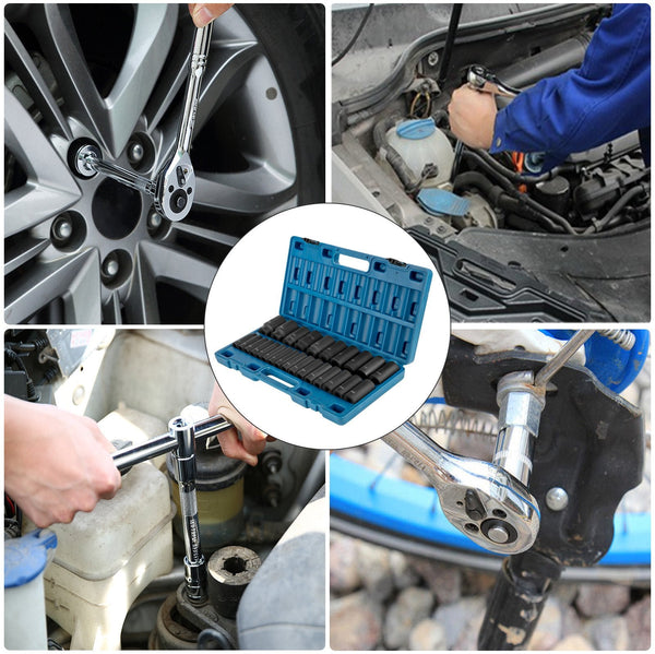 Vevor Impact Sockets Set 1/2 Inch Drive 26 Pcs Metric 10Mm 36Mm Deep Point Socket Wrenches
