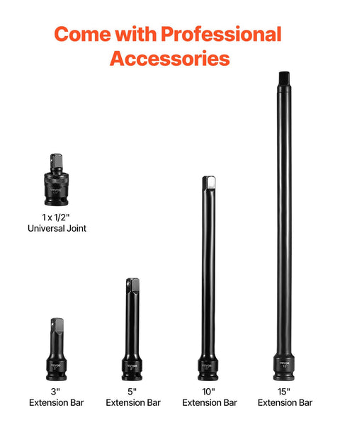 Vevor Impact Socket Set 43 Piece Sockets Assortment Drive 6 Point Metric 9 30Mm (Standard/Deep) Socket Wrenches