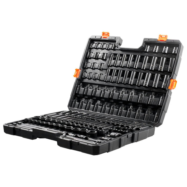 Impact Sockets Set 130Pcs 6 Point 3/8" & 1/2" Drive Bit Ratchet Tool Kit Impact Wrenches