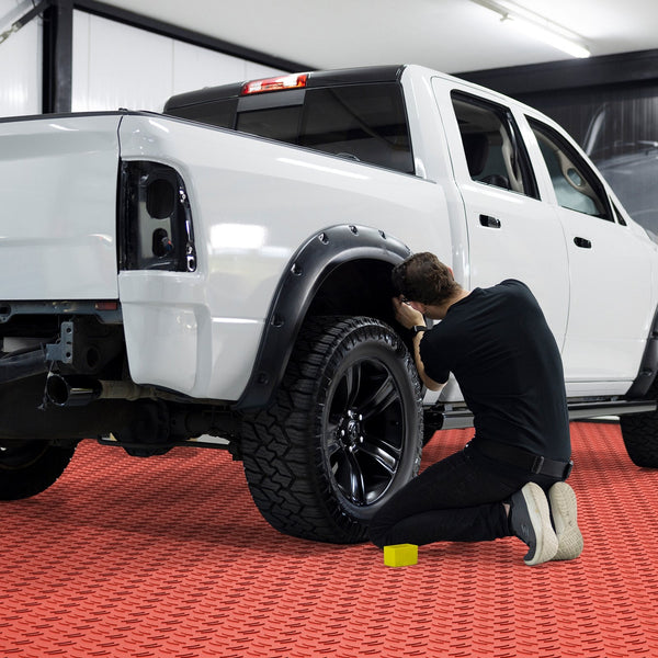 Vevor Garage Tiles Interlocking 12 X 0.53 Inch 25 Pack Floor Covering Non Slip Double Sided Texture Flooring For Garages Basements Repair Shops Red Ot