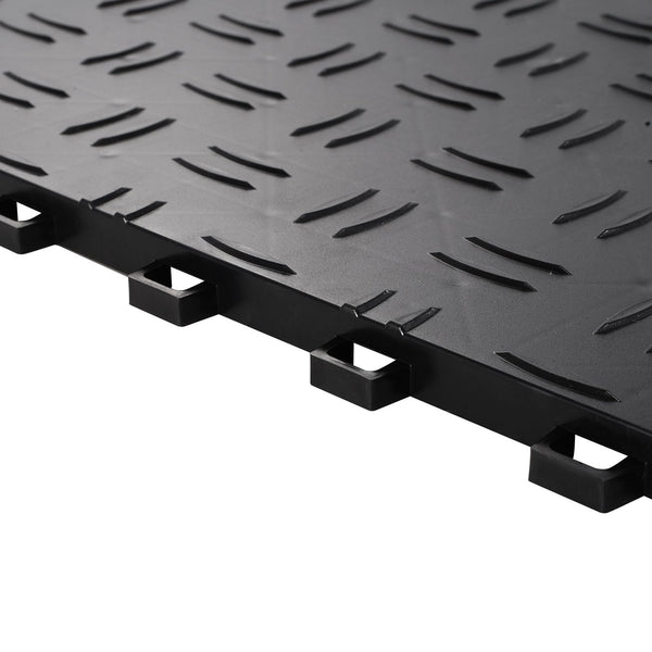Vevor Garage Tiles Interlocking 12 X 0.53 Inch 50 Pack Floor Covering Non Slip Double Sided Texture Flooring For Garages Basements Repair Shops Black
