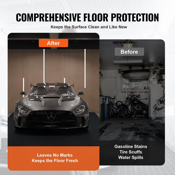 Vevor Garage Floor Mat 2.3 X 5.79 Waterproof Protection From Watersnow Rainmud And Oil For Cars Non Slip Heavy Duty Containment With Tpe Anti Leak Bac