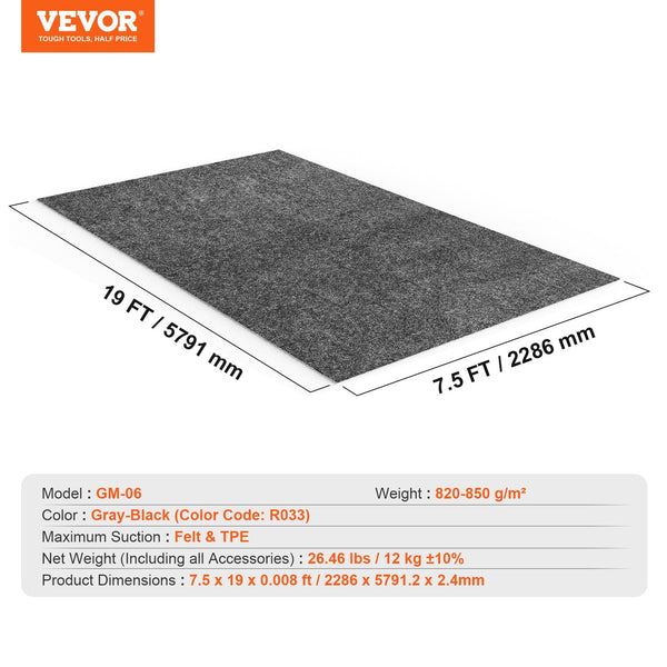 Vevor Garage Floor Mat 2.3 X 5.79 Waterproof Protection From Watersnow Rainmud And Oil For Cars Non Slip Heavy Duty Containment With Tpe Anti Leak Bac