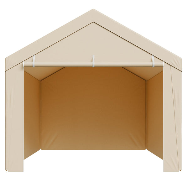 Vevor Carport Replacement Canopy 6 X 3 M Potable Garage Tent Top Tarp With Sidewalls Uv Resistant & Waterproof Heavy Duty Shelter Ball Buggees Beige F