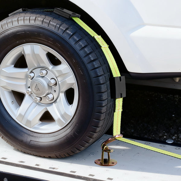 Wheel Chock Tie Down Kit Deck Style Trailer Strap Car With J Hook Break Strength 4540 Kg And Working Load 1512 Motorcycle System For Suvs Trailers Tru