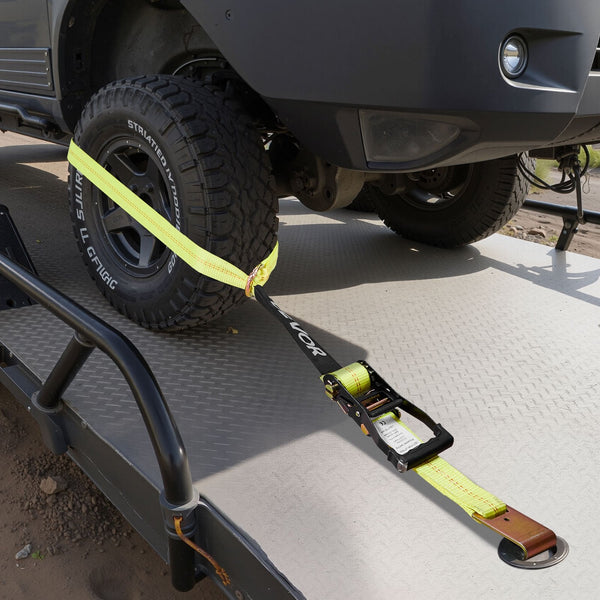 Wheel Chock Tie Down Kit Tire Style Motorcycle System Car With Flat Hook Break Strength 4540 Kg & Working Load 1512 Trailer Strap For Atvs Suvs Traile
