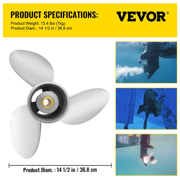 Vevor Outboard Propeller Replace For Oem 3860709 3 Blade 14.5"" X 21"" Pitch Steel Boat Compatible With Volvo Penta Sx Drive All Models 19 Tooth Splin