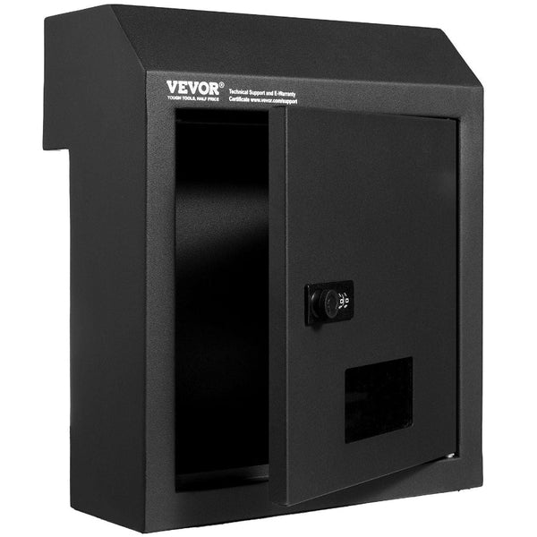 Through The Door Key Drop Box Heavy Duty Steel Mailbox With 12" Combination Lock Black Letterboxes