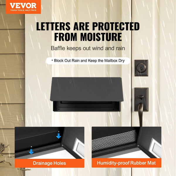 Through The Door Key Drop Box Heavy Duty Steel Mailbox With 12" Combination Lock Black Letterboxes
