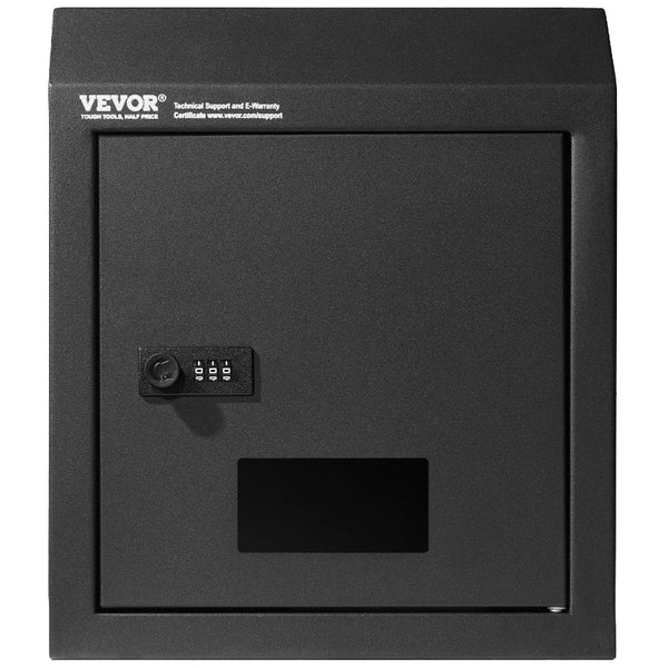 Through The Door Key Drop Box Heavy Duty Steel Mailbox With 12" Combination Lock Black Letterboxes