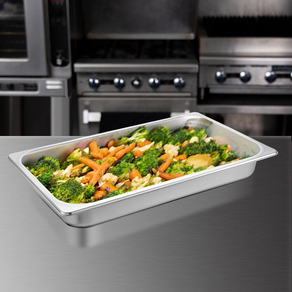 Hotel Pans Full Size 2.5 Inch Deep Steam Table 6 Pack 22 Gauge/0.8Mm Thick Stainless Steel Anti Jam Frying & Grill Pans