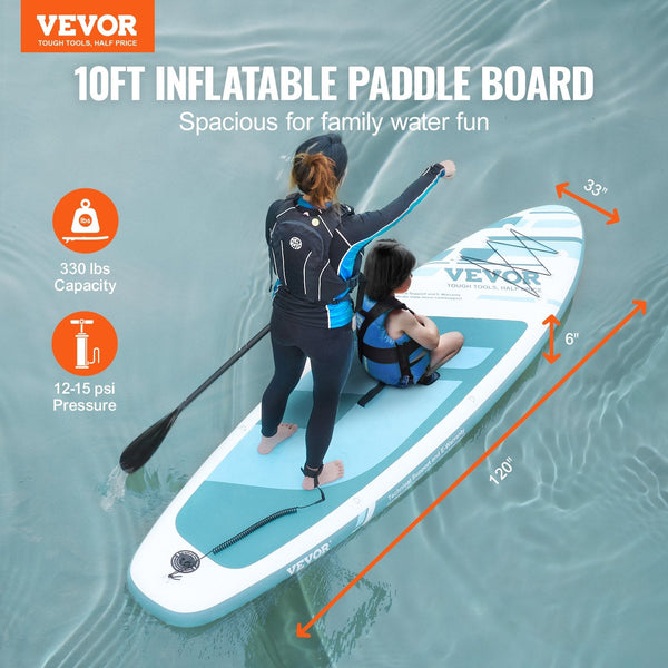 Vevor Inflatable Stand Up Paddle Board 152 Mm Wide Sup Paddleboard With Accessories Pump Fin Phone Bag Backpack Ankle Leash Repair Kit Non Slip Deck F