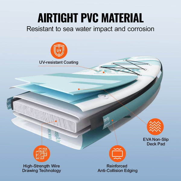 Vevor Inflatable Stand Up Paddle Board 152 Mm Wide Sup Paddleboard With Accessories Pump Fin Phone Bag Backpack Ankle Leash Repair Kit Non Slip Deck F