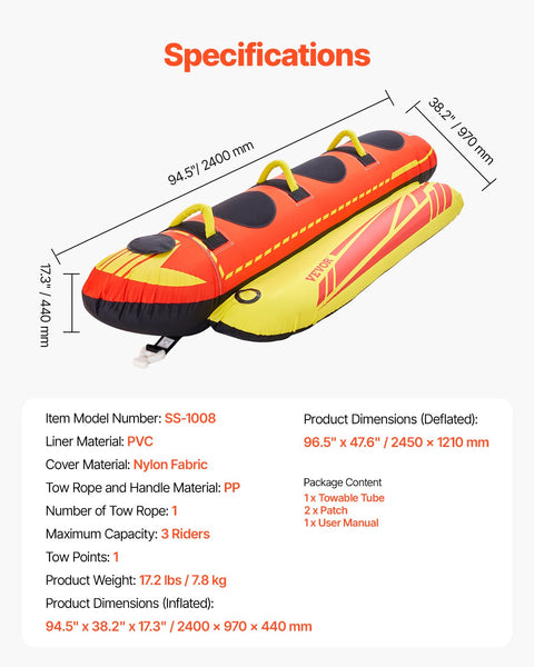 Towable Tubes For Boating 1 3 Riders Inflatable Towables 510Lbs Inflatables