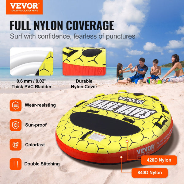 Towable Tube For Boating 1 3 Riders Inflatable Tubes And Towables 510 Lbs 63 Inch Round Water Sport Boats Pull Full Nylon Cover Eva Grab Handles Speed
