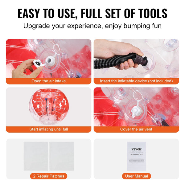 Vevor Inflatable Bumper Ball 1 Pack 5Ft/1.5M Body Sumo Zorb Balls For Teen & Adult 0.8Mm Thick Pvc Human Hamster Bubble Outdoor Team Gaming Play Boppe