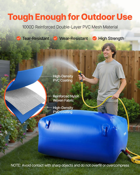 Vevor Water Storage Bladder 400L Large Capacity Bag Portable & Collapsible Soft Waters Container Leakproof Tear Resistant Pvc Emergency Tank For Rv Tr