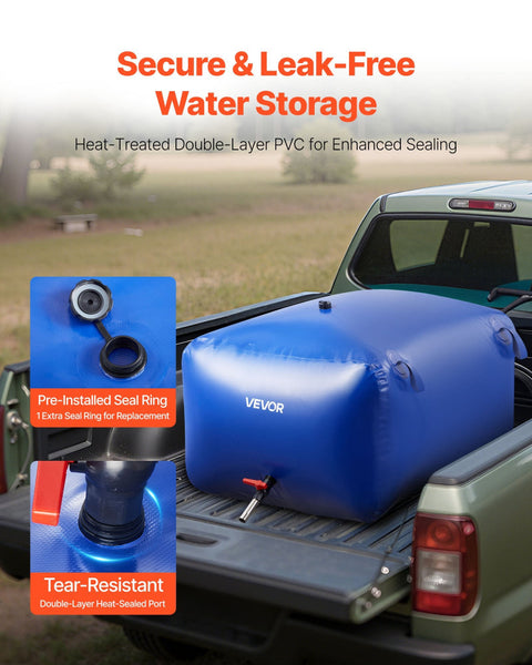 Vevor Water Storage Bladder 400L Large Capacity Bag Portable & Collapsible Soft Waters Container Leakproof Tear Resistant Pvc Emergency Tank For Rv Tr