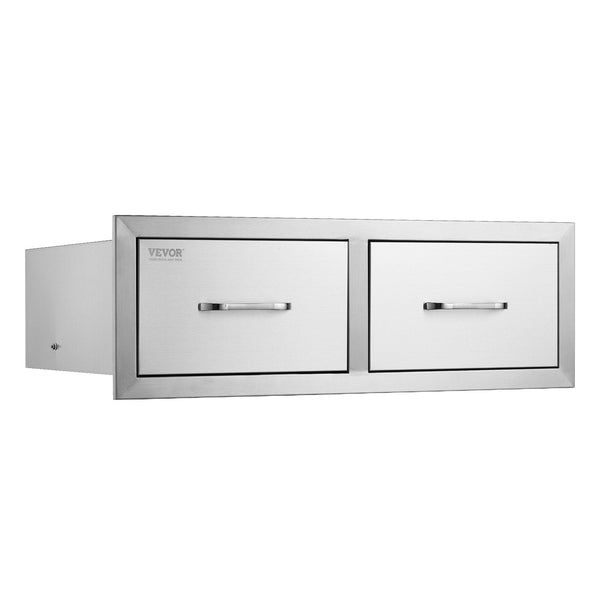 Vevor Outdoor Kitchen Drawers 30" W X 10" H 20" Horizontal Double Bbq Access Stainless Steel With Handle Island For Kitchens Or Patio Grill Station Ki