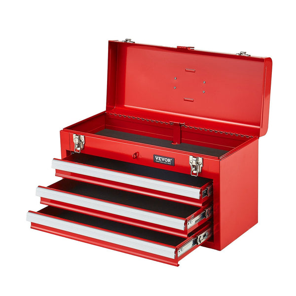 Tool Box 520 Mm Portable Metal 3 Drawers Organizer Red Tool Boxes