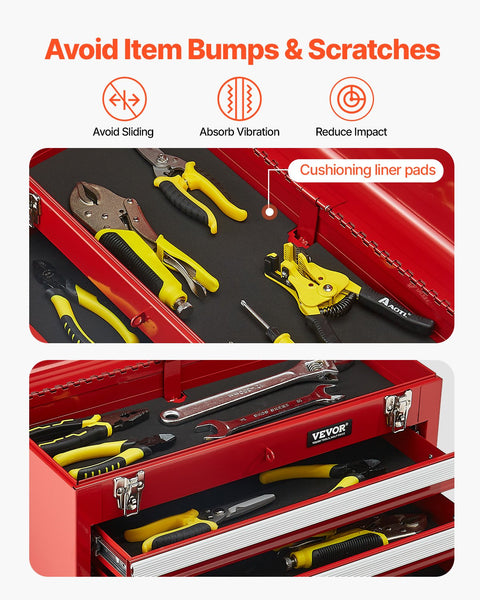 Tool Box 520 Mm Portable Metal 3 Drawers Organizer Red Tool Boxes