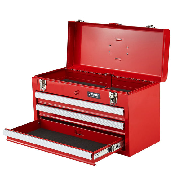 Tool Box 520 Mm Portable Metal 3 Drawers Organizer Red Tool Boxes