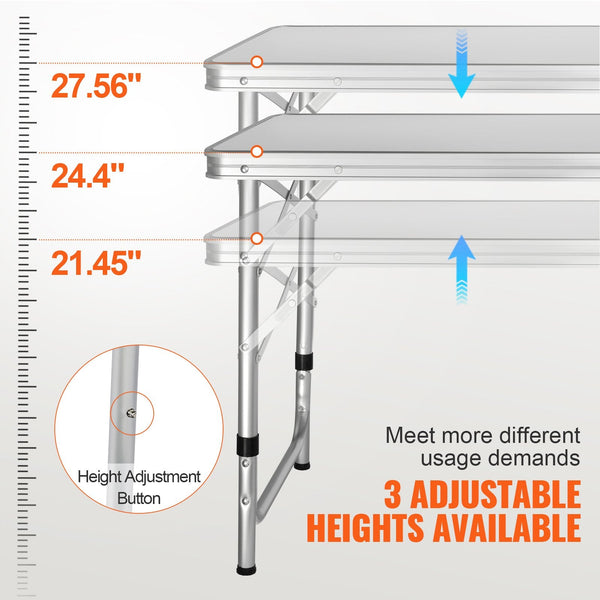 Vevor Camping Kitchen Table Quick Set Up Folding With A Carrying Bag 3 Adjustable Heights Mdf Ideal For Outdoor Picnics Bbqs Rv Traveling Camping Tabl