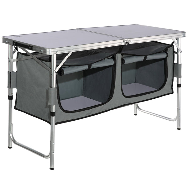 Vevor Camping Kitchen Table Quick Set Up Folding With A Carrying Bag 3 Adjustable Heights Mdf Ideal For Outdoor Picnics Bbqs Rv Traveling Camping Tabl