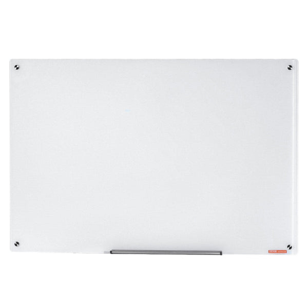 Magnetic Glass Whiteboard Dry Erase Board 36"X24" Wall Mounted Large Glassboard Frameless With Marker Tray An Eraser Markers Placeholder