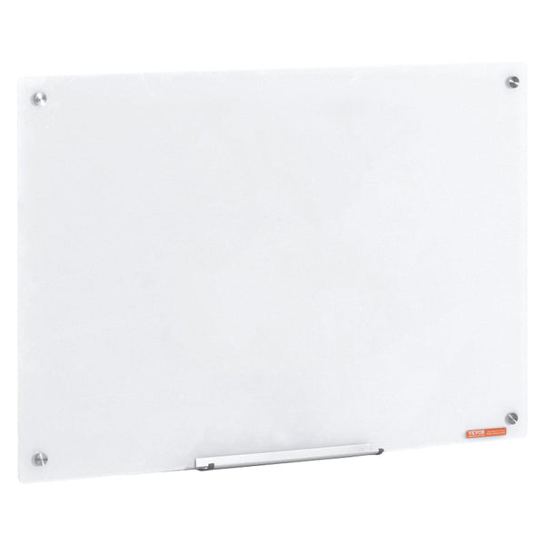 Magnetic Glass Whiteboard Dry Erase Board 36"X24" Wall Mounted Large Glassboard Frameless With Marker Tray An Eraser Markers Placeholder