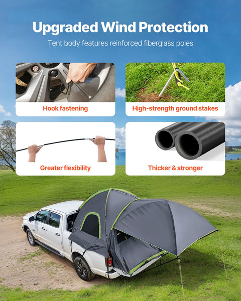 Vevor Truck Tent 8.0 8.2Ft Waterproof Pu2000 Bed Camping 2 3 Person Tents